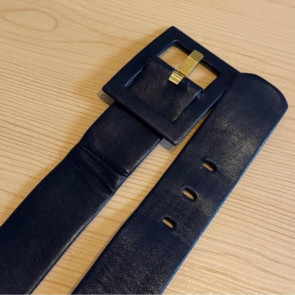 Givenchy Vintage Navy Blue Leather Belt w/ Square Buckle - US S / 28 - Picture 7 of 10